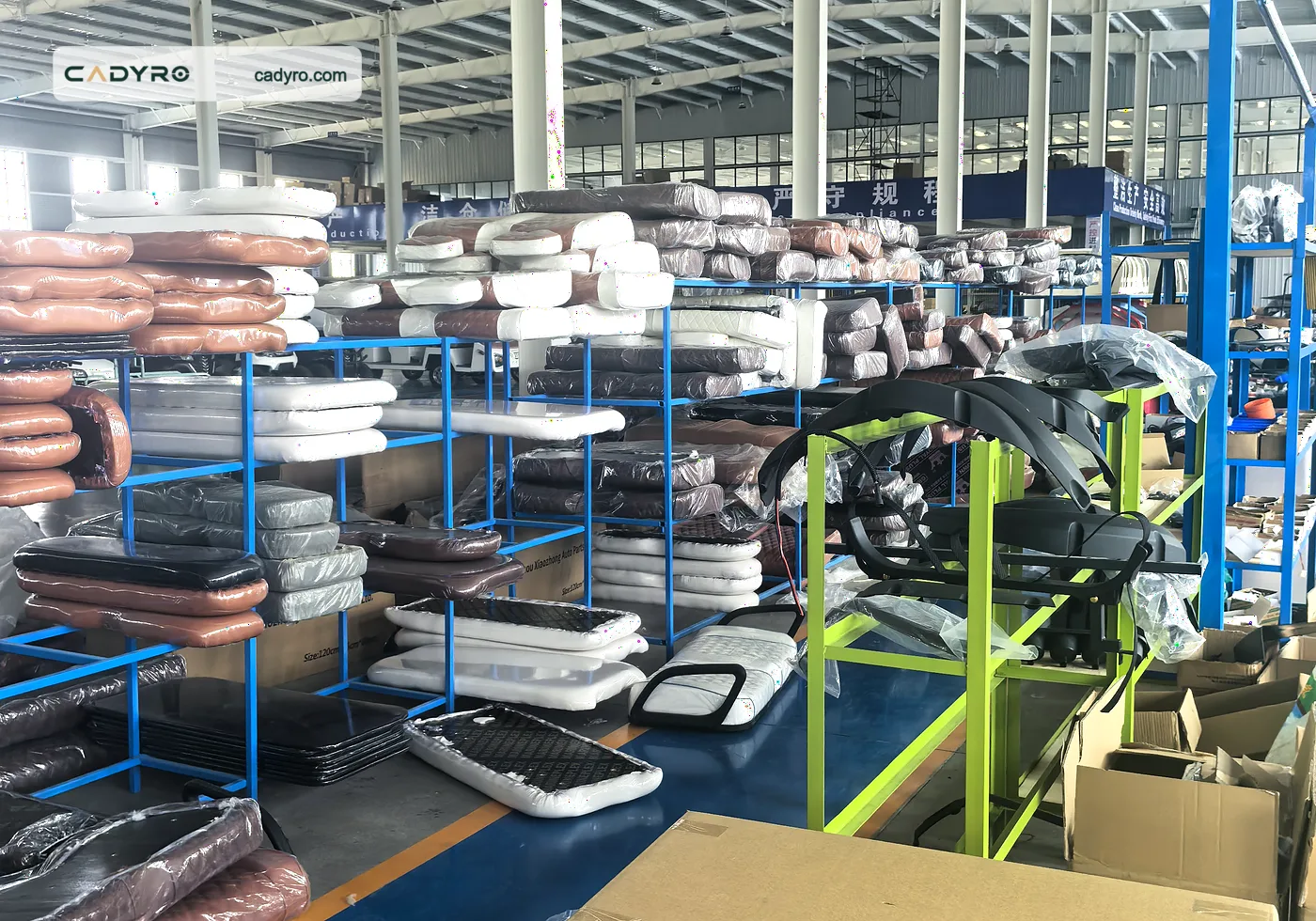 Golf cart parts storage area